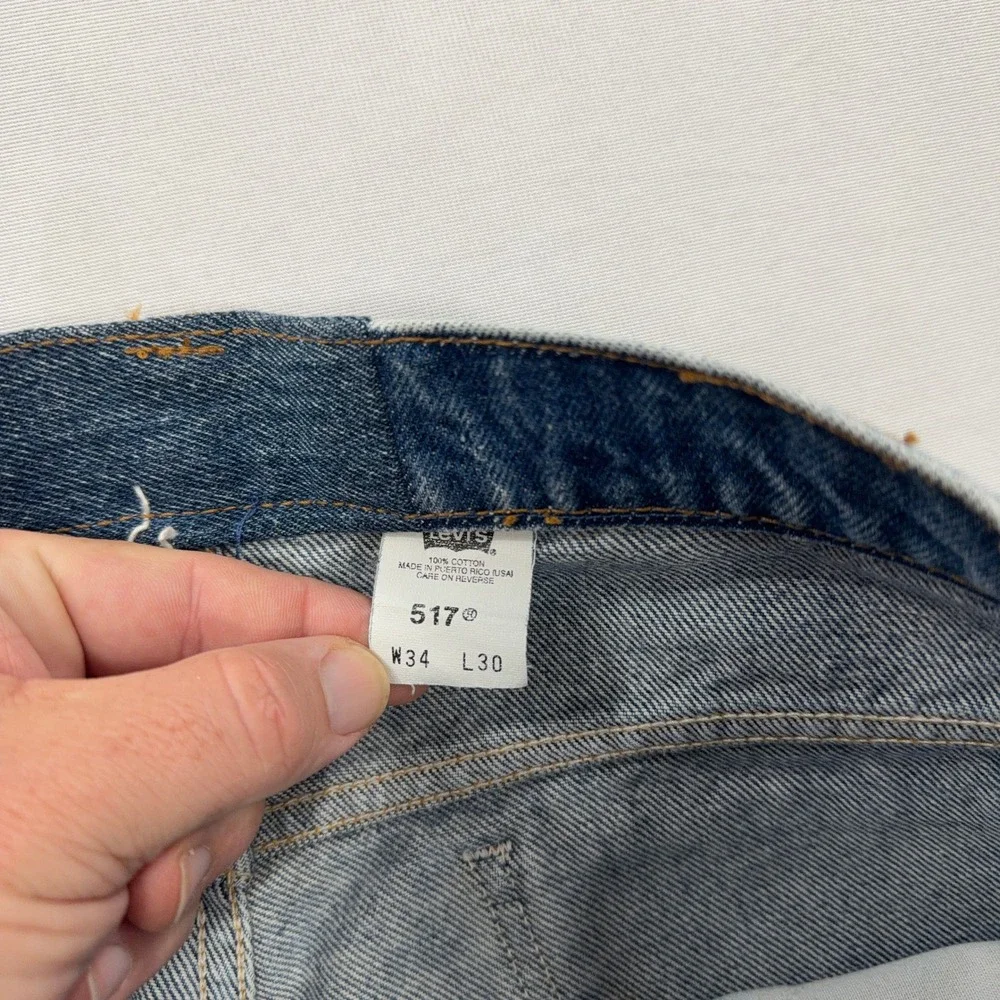 Levi's Jeans 517 Orange Tab Vintage 90s Made in USA Blue Denim Mens W34 L30